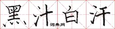 駱恆光黑汁白汗楷書怎么寫