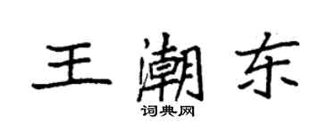 袁強王潮東楷書個性簽名怎么寫