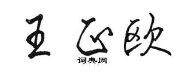 駱恆光王正歐行書個性簽名怎么寫
