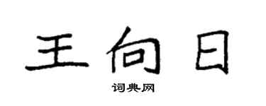 袁強王向日楷書個性簽名怎么寫