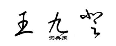 梁錦英王九登草書個性簽名怎么寫