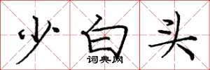 龐中華少白頭楷書怎么寫