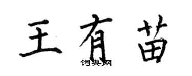 何伯昌王有苗楷書個性簽名怎么寫