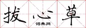 侯登峰拔心草楷書怎么寫