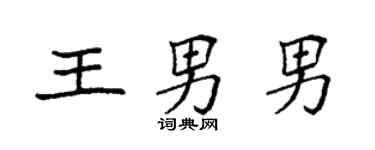 袁強王男男楷書個性簽名怎么寫