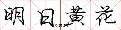 龐中華明日黃花行書怎么寫