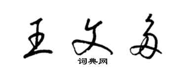 梁錦英王文多草書個性簽名怎么寫