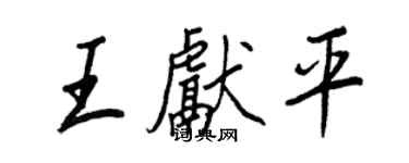 王正良王獻平行書個性簽名怎么寫