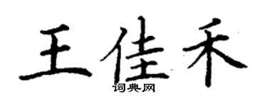 丁謙王佳禾楷書個性簽名怎么寫