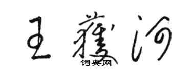 駱恆光王獲河草書個性簽名怎么寫