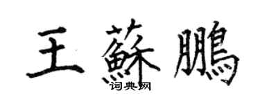 何伯昌王蘇鵬楷書個性簽名怎么寫