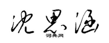 梁錦英沈思涵草書個性簽名怎么寫