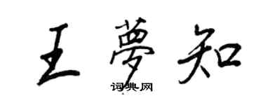 王正良王夢知行書個性簽名怎么寫