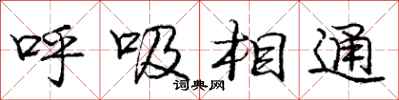 龐中華呼吸相通行書怎么寫