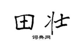 袁強田壯楷書個性簽名怎么寫