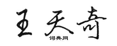 駱恆光王天奇行書個性簽名怎么寫