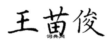 丁謙王苗俊楷書個性簽名怎么寫