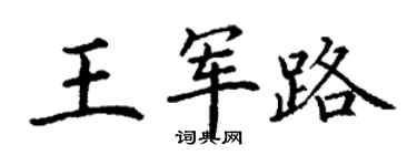 丁謙王軍路楷書個性簽名怎么寫