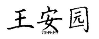 丁謙王安園楷書個性簽名怎么寫