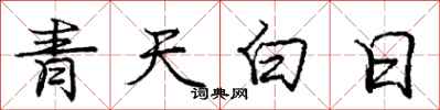 龐中華青天白日行書怎么寫