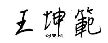 王正良王坤範行書個性簽名怎么寫