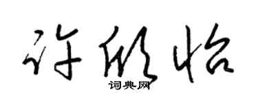 梁錦英許欣怡草書個性簽名怎么寫