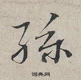 蔡襄自書詩卷中孫的寫法