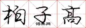 龐中華柏子高行書怎么寫