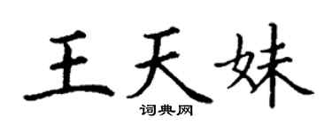 丁謙王天妹楷書個性簽名怎么寫