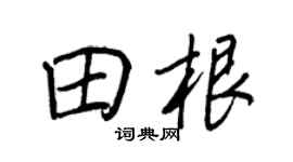 王正良田根行書個性簽名怎么寫