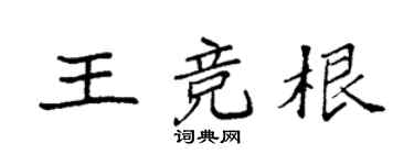 袁強王競根楷書個性簽名怎么寫