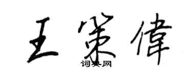 王正良王策偉行書個性簽名怎么寫