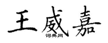 丁謙王威嘉楷書個性簽名怎么寫