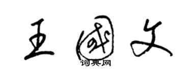 梁錦英王國文草書個性簽名怎么寫