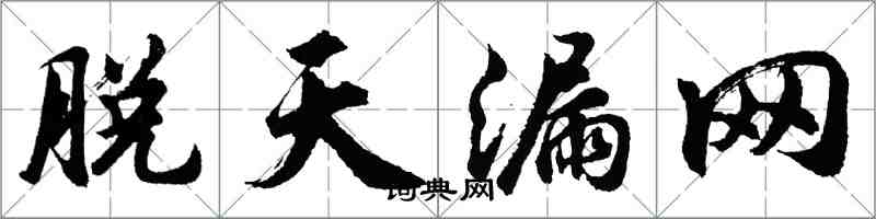 胡問遂脫天漏網行書怎么寫