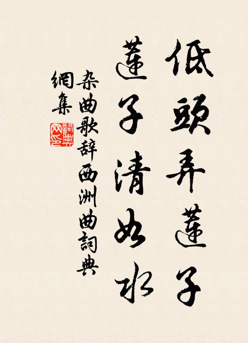 佚名低頭弄蓮子,蓮子清如水書法作品欣賞