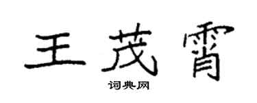 袁強王茂霄楷書個性簽名怎么寫