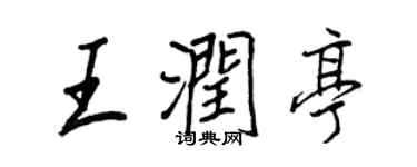 王正良王潤亭行書個性簽名怎么寫