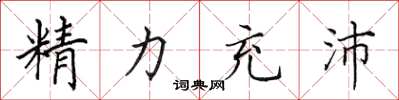 田英章精力充沛楷書怎么寫