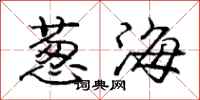 龐中華蔥海行書怎么寫