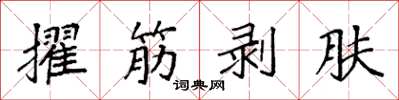 袁強擢筋剝膚楷書怎么寫