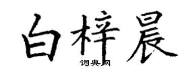 丁謙白梓晨楷書個性簽名怎么寫