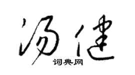 梁錦英湯健草書個性簽名怎么寫