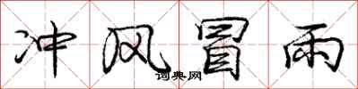 龐中華衝風冒雨行書怎么寫