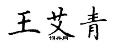 丁謙王艾青楷書個性簽名怎么寫