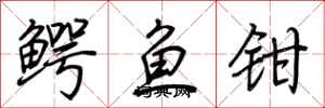 荊霄鵬鱷魚鉗行書怎么寫
