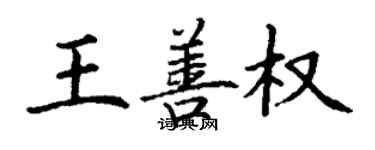 丁謙王善權楷書個性簽名怎么寫