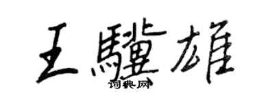 王正良王驥雄行書個性簽名怎么寫