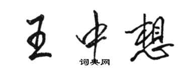 駱恆光王中想行書個性簽名怎么寫