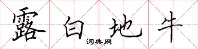 田英章露白地牛楷書怎么寫